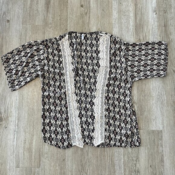 Womens Xhilaration Multicolor Print Kimono Cardigan - S/M - Picture 1 of 6
